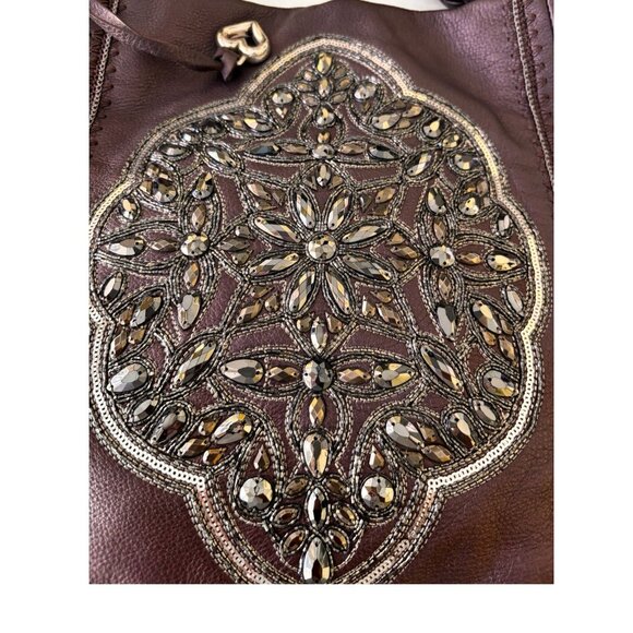 Brighton Handbag Hobo Soft Leather Beaded Bag NWOT Amethyst - Picture 12 of 16
